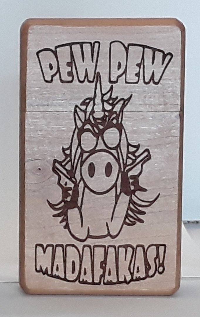 Image of a greenfoxx dugout Pew Pew Unicorn